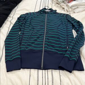 Lululemon Athletica Navy and Green Striped Jacket